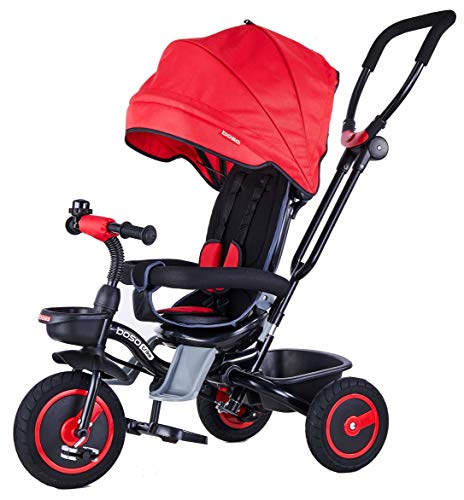 Mondo Toys Strolly Spin - Triciclo Passeggino 3 In 1 Per Bambini Da 10 Mesi A 3 Anni (Rosa) Con Sedile Girevole, Tenda Parasole E Zaino