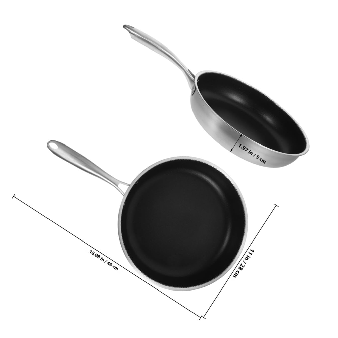Padella in Acciaio Inossidabile Nido D'ape per Cottura, Manico Ergonomico, Adatta a Gas, Elettrico e Induzione, Padella Antiaderente per Friggere Uova e Bistecche