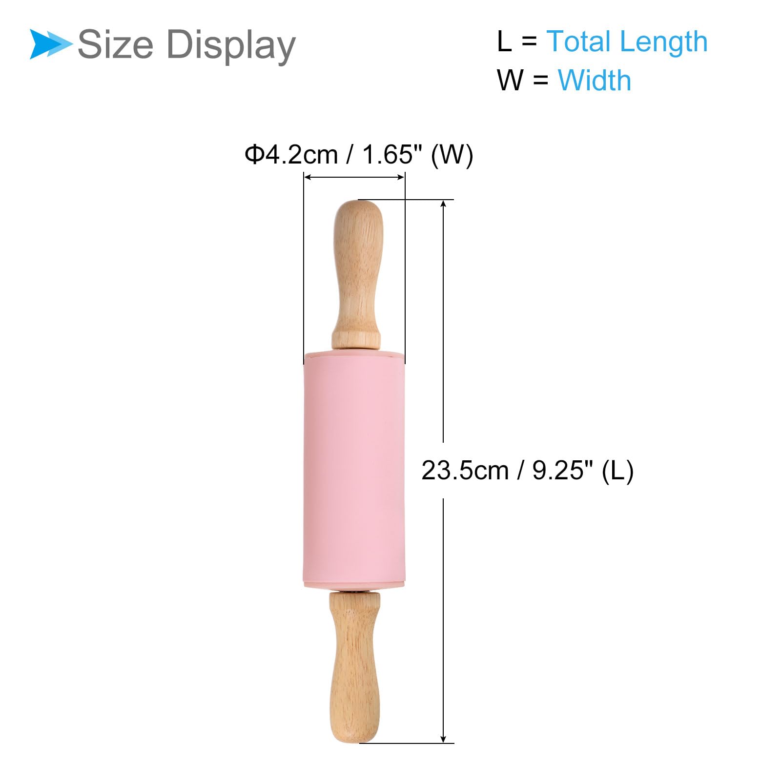 Mattarello In Silicone Rosa Con Manico In Legno Di Quercia - Antiaderente 23,5 Cm Per Pasta E Fondant - 2