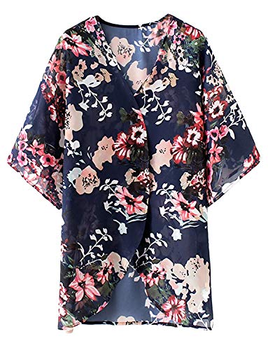 Image of Chunoy Women Short Sleeve Chiffon Kimono Beach Swimsuit Cover Up