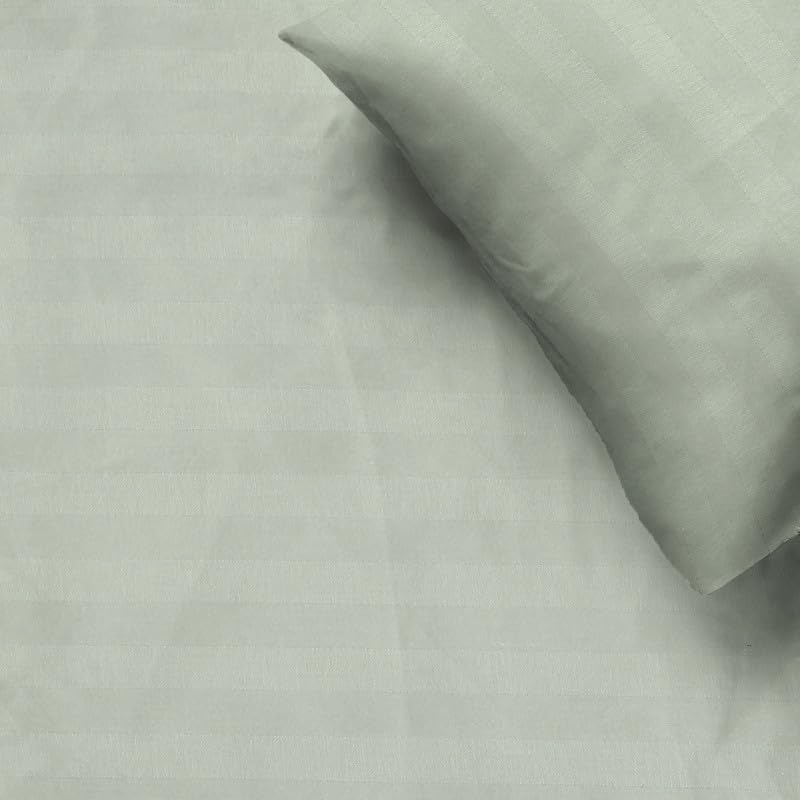 Image of Naksh Elastic Fitted Bedsheets King Size 78 x 72 Inch, 210 TC Plain Pure Cotton, Silver | 1 King Size Bedsheet with Elastic Fitted and 2 Pillow Covers