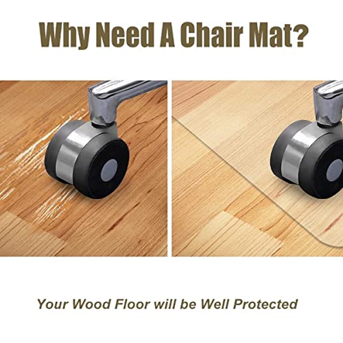 Enlly Clear Desk Chair Mat, Easy Glide Rolling Pvc Floor Mat For Office Chair On Carpet 36"X28" 36"X33" 36"X57" Rectangular Non-Toxic Pvc Protector, Transparent Mats For Chairs (Size : 28" L X 36" W) #TOP5