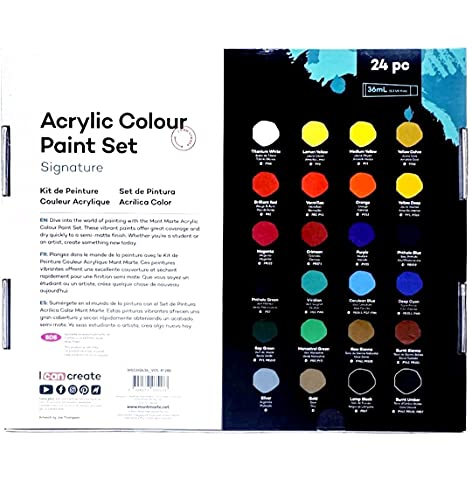 Image of Levin THE NEXT LEVEL IN OFFICE STATIONERY Acrylic Paint Set, Perfect for Canvas, Wood, Fabric, Leather, Cardboard, Paper, MDF and Crafts 24 Colours 36ml Multicolour