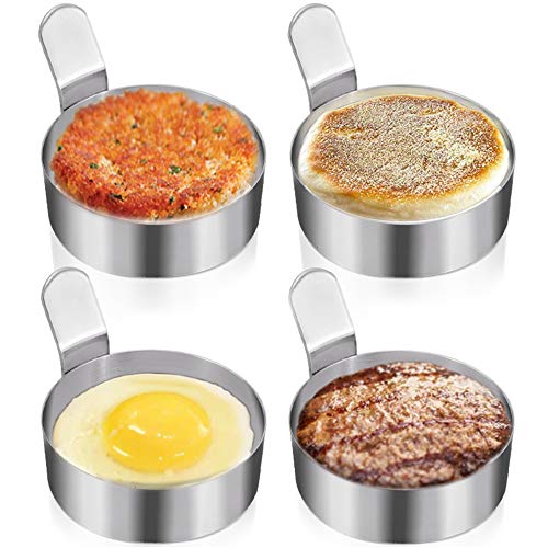 Koicaxy Egg Ring, Stainless Steel Metal Egg Mold Cooking Rings Egg Shaper Pancake