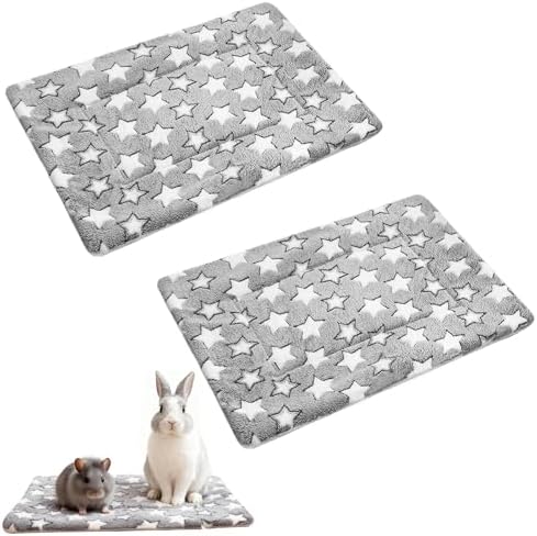 2 Piezas Cama de Felpa para Animales Pequeños, 48 ​​x 34 cm Manta de Invierno de Suave y Cómodo Cama Conejo Felpa Lavable para Gatitos Conejillos de Indias Conejos Hámsters