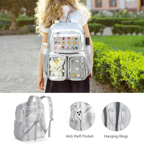 Image of Ita Bag Pin Display Backpack with Insert, Kawaii Aesthetic Backpack | Ita Backpack with 3 Clear-Window Pockets, Laptop Sleeve, Aesthetic Backpack for Cosplay & Concert(Pins NOT Included)