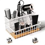 Hair Tool Organizer Countertop - Breathable Metal & Bamboo Hot Tools Organizer for Vanity - Hot Hair Tools Organizer Under Sink - Bathroom Hair Dryer Holder Countertop - Brush and Comb Holder Vanity