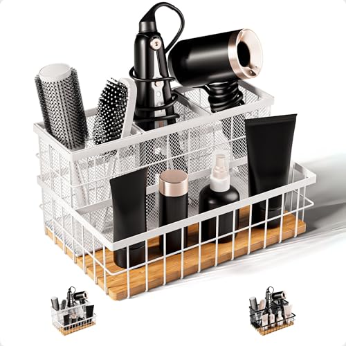 Metal & Bamboo Countertop Caddy