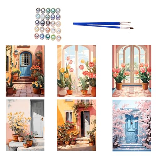 Peinture par numéro de chien et chiot kit de 6 tableaux avec cadre inclus