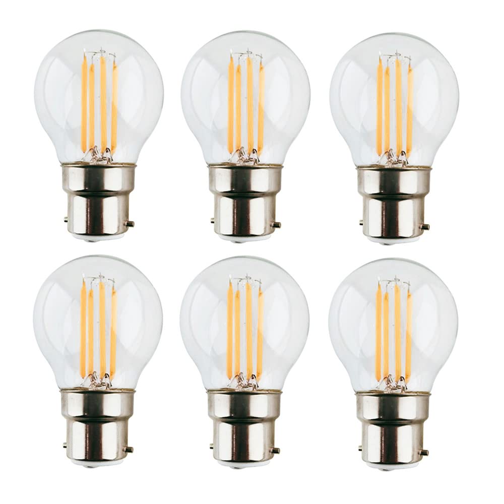 Jiotouhu B22 Bayonet LED Light Bulb, 40W Equivalent, 4W 400LM G45 Golf Ball Bulb BC Cap Classic Clear Glass Edison LED lamp