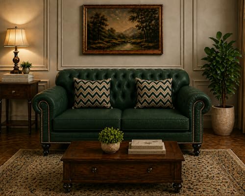 Image of Luxury Sofa Set Luxury Chesterfield Sofa in for Home Living Room & Office (Highback 2 Seater Green)