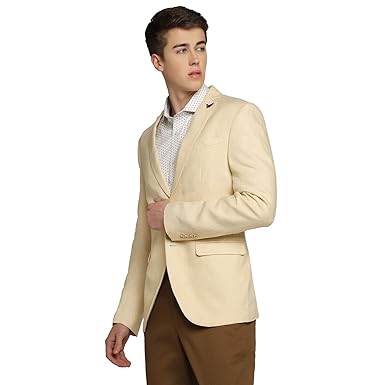 blackberrys Mens Solid Yellow Blazer