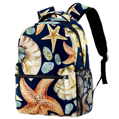 Sac à dos école fille et garçon avec imprimé coquillages multicolore