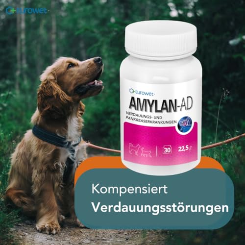 Verdauungs-Tabletten für Hunde & Katzen - Mit Rinderleber & Mineralstoffen - Für gesunde Verdauung - 30 Tabletten - AMYLAN AD