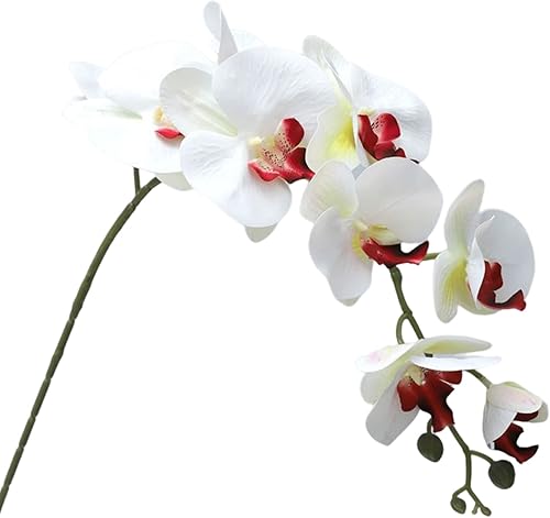 Flores artificiales Phalaenopsis de 9 cabezas, 4 piezas con 2 paquetes de hojas, flores de orquídea artificial, arreglo floral para decoración del