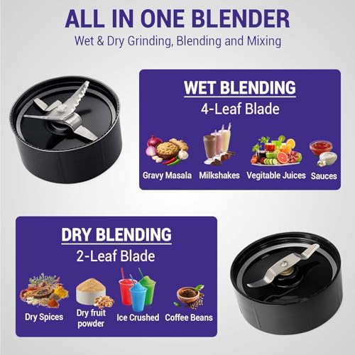 Image of Kanchan Nutri-Blend Mixer Grinder 450 Watt | Blender for Smoothie Juice Puree Masala Chutney, Unbreakable Jars (500ml & 300ml) -SS Blades for Grind & Blend (Silver, 2 Jar)