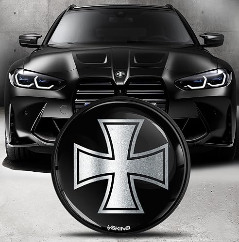 Image of Biomar Labs Front Hood Trunk Tuning Badge 82mm Compatible with BMW Emblem 51148132375 Black Silver EO 20
