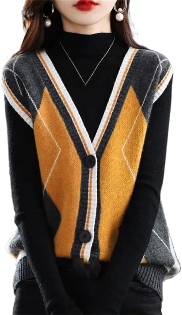 LIXINGHEITANG Spring and Autumn Winter V-neck Print Ethnic Style Jacket Knit Top