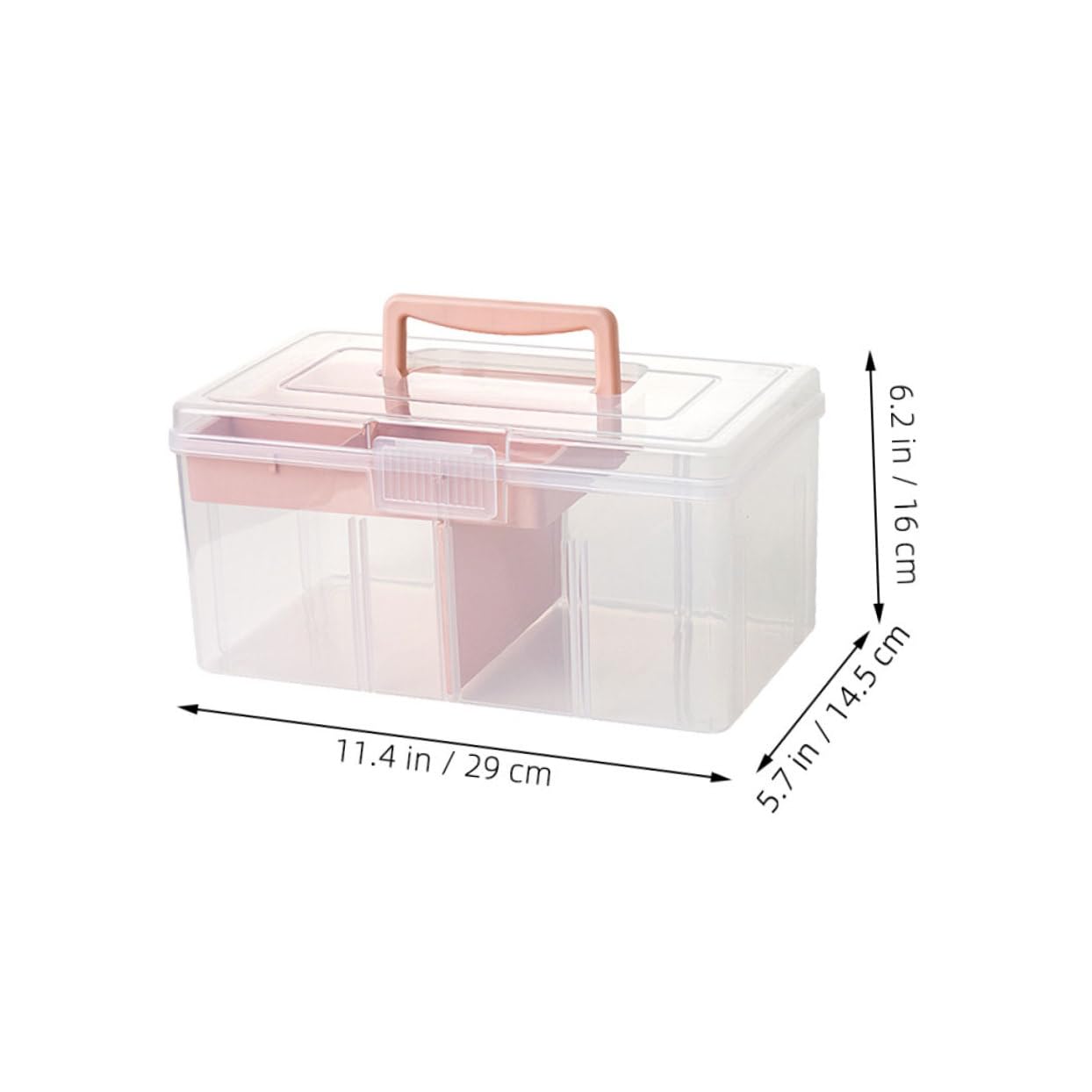 Scatola Organizer Multifunzione Rosa in Pp Trasparente con Manico | Struttura a Doppio Livello, Design Robusto Resistente a Deformazioni, per Accessori Creativi e Piccoli Oggetti