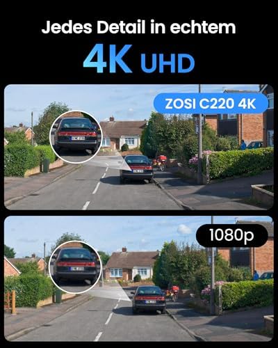 Bild 1 - ZOSI 4K PoE Überwachungskamera Set Aussen, 4X 8MP IP Kameras, 2TB HDD NVR erweiterbar auf 16CH, Personen- und Fahrzeugerkennung, 2-Wege-Audio, 30M Nachtsicht, C220