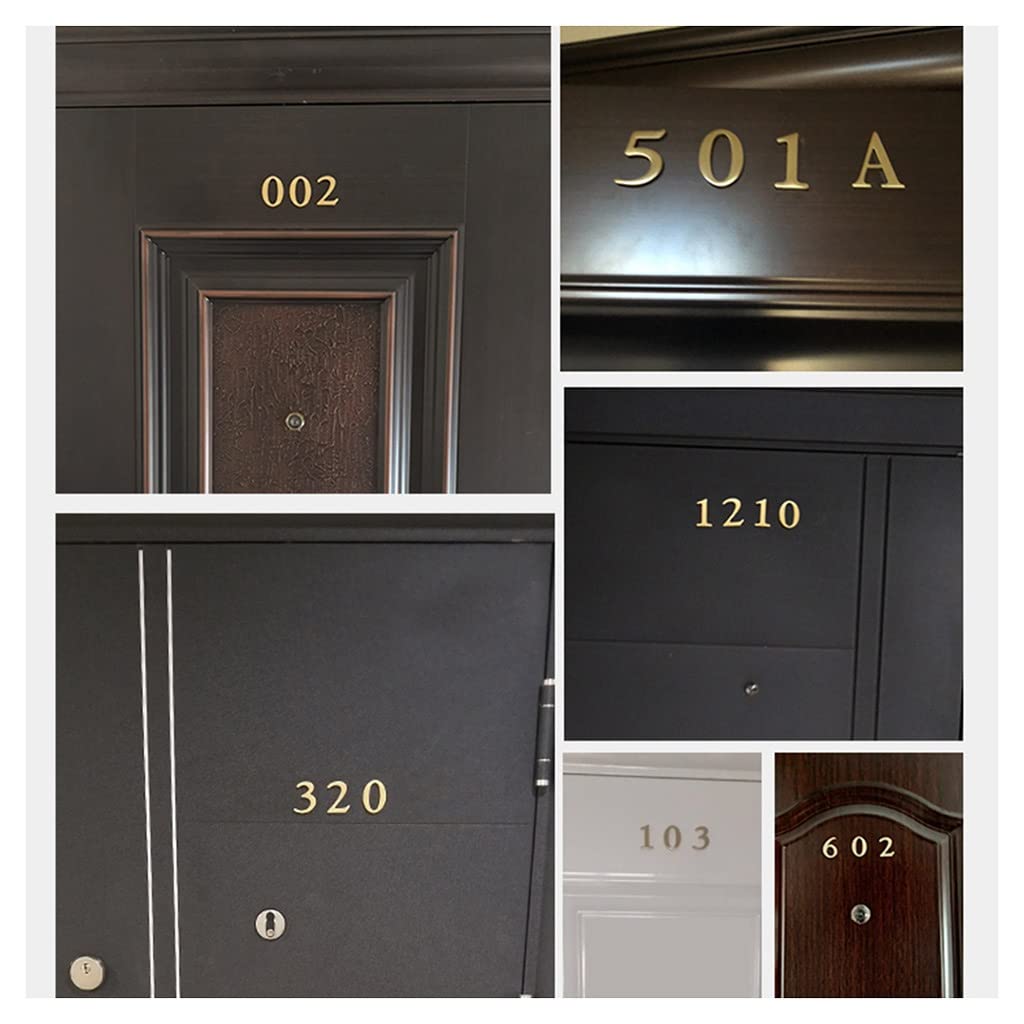 Números Y Letras De Latón Dorado Para Decoración | Placas Autoadhesivas Para Puertas O Pared | Estilo Retro De 65mm