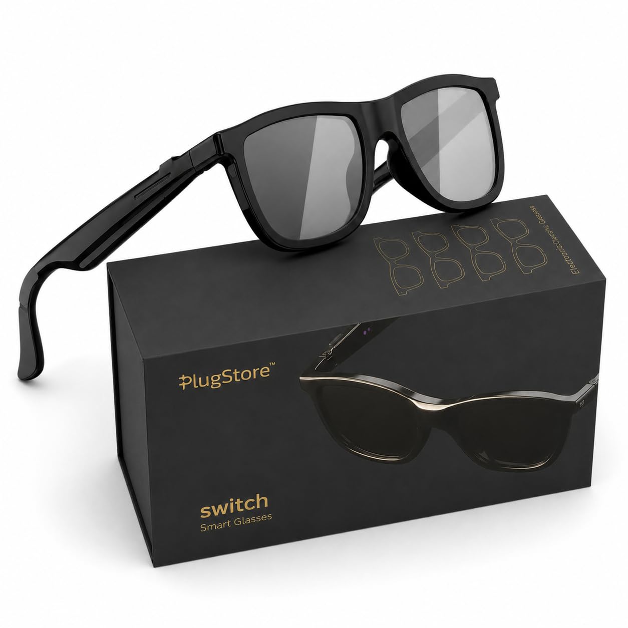 Plug Switch Electrochromic Audio Smart Glasses with AI Translation, Open-Ear Bluetooth 5.4 Speakers, Dual-Mic Calling & Touch Controls – Polarized 4-Level Tint (Black)-image-42