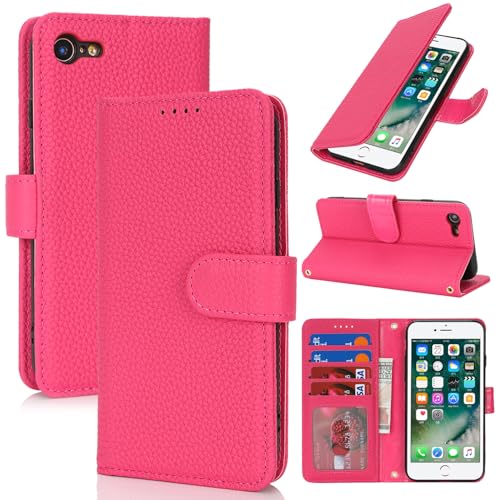 Zouzt Coque pour iPhone SE 2022/2020, iPhone 8/7 Cuir Véritable Etui Portefeuille avec 4 Emplacements pour Cartes, RFID Blocage, Antichoc, Protection Totale, Housse à...
