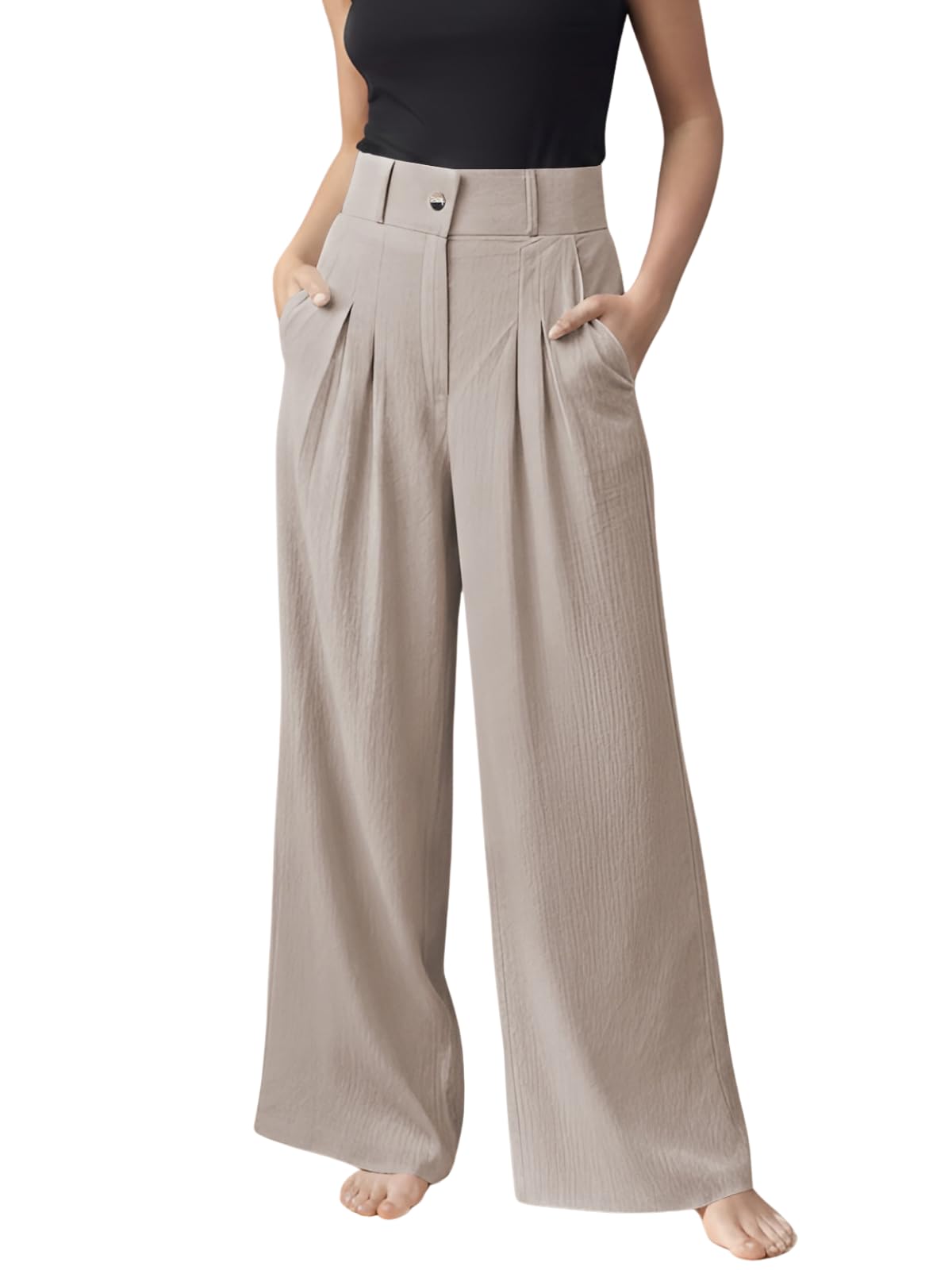 Trousers for Women High Waist | Wide Leg Trousers | Office Wear Pleated Korean Pants for Women's | Elegant Formal Pants
