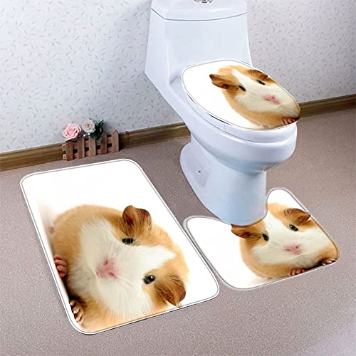 Badematte Meerschweinchen Hamster Weiß Badematten Set rutschfest Waschbar Badgarnitur 3teilig - WC Deckelbezug U… – Bild 7