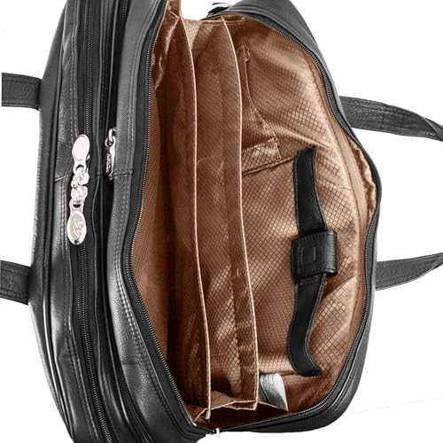 McKlein, I Series, WEST LOOP, Full Grain Cashmere Napa Leather, 15" Leather Expandable Double Compartment Briefcase, Black (44575)4