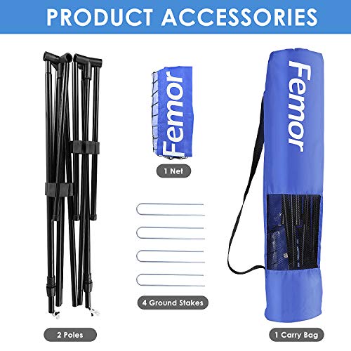 femor Portable Badminton Volleyball Tennis Net - 10/14/17 ft Net for Soccer Tennis, Pickleball, Kids Volleyball, Beach Ball - Sports Net with Poles & Carrying Bag for Indoor, Outdoor, Beach, Backyard