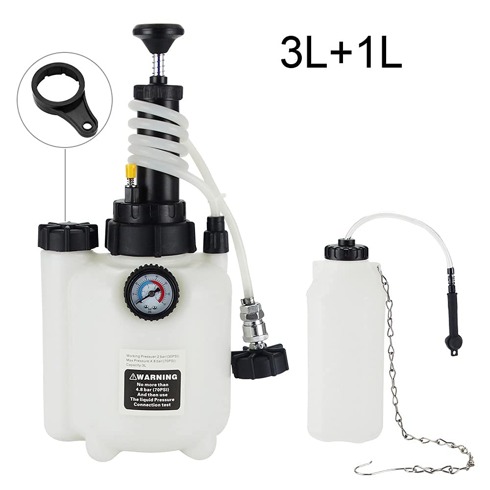 Anesty Purgeur de Frein, 3L Kit Purge Purgeur de Freins, Purgeur de Liquide de Frein Voiture et d’Embrayage avec 1L Bouteille de Collecte et Adaptateur Universel E20