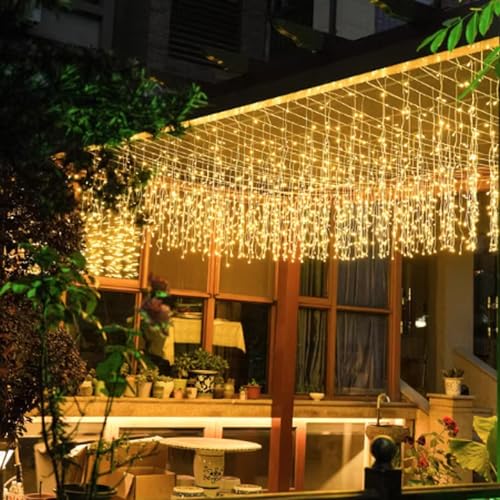 JAMISAY LED Icicle Lights, 8 Modes 19.7FT 150 LEDs Christmas