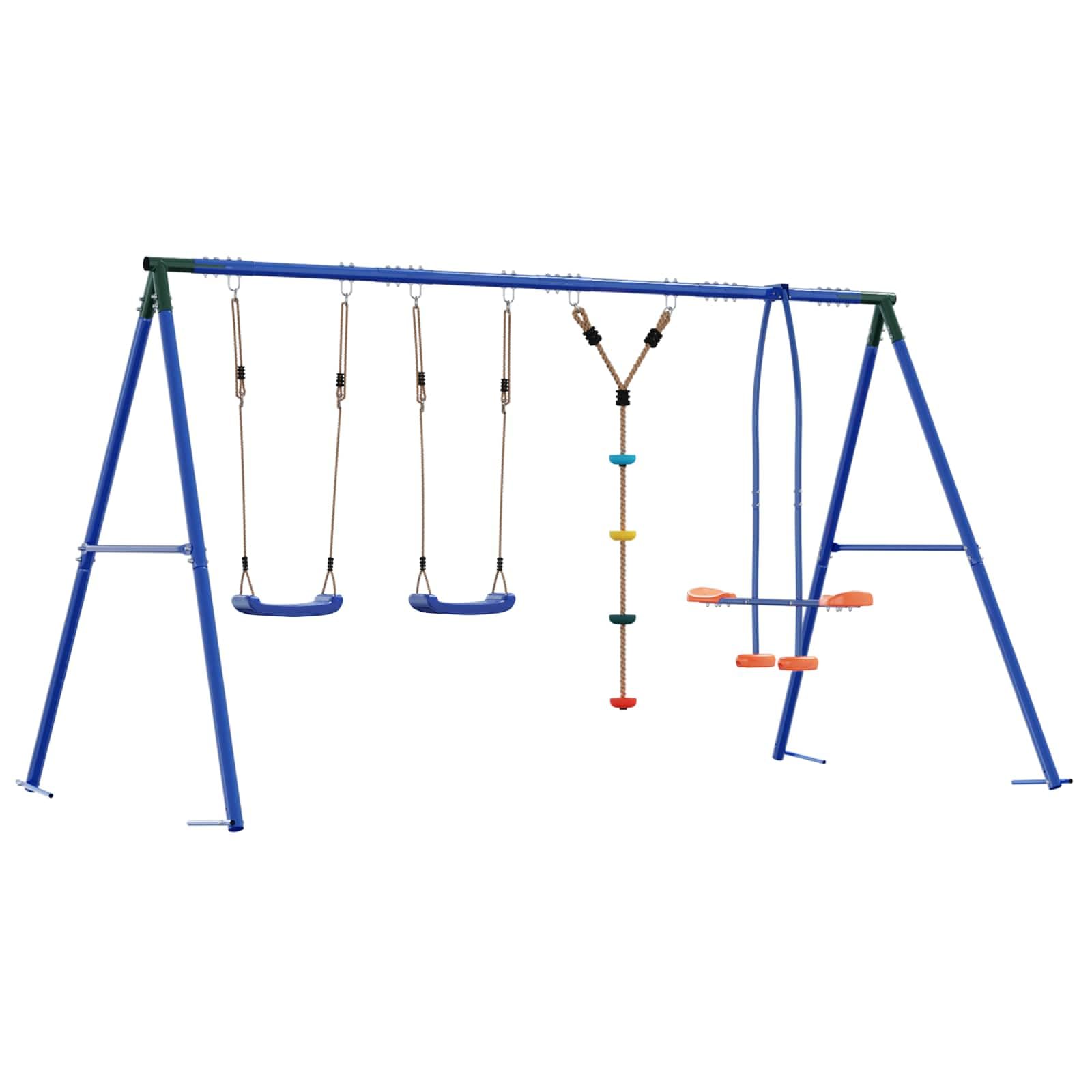 Set di altalena per esterni, multicolore, 330 x 185 x 185 cm, in acciaio e polietilene, con sedile regolabile, per bambini da 3 a 10 anni, resistente alle intemperie, robusto