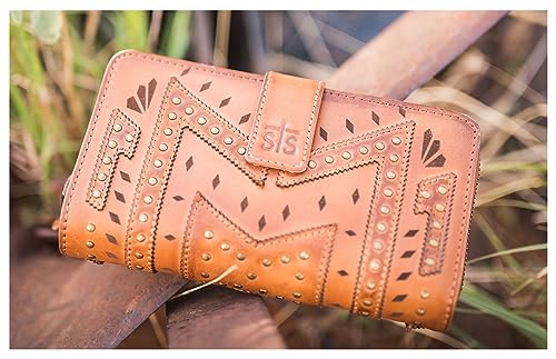 STS Ranchwear Women's Premium Full Grain Leather Wayfarer Chelsea Wallet with 8 Card Slots, Brown, 1 Zip Pocket4