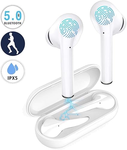 Auricolari Bluetooth 5 0 Cuffie Bluetooth Auricolari Wireless Stereo Senza Fili Sportivi Ear con Custodia Ricarica Microfono Leggeri Hi-Fi Cuffie per Samsung iPhone iPad Huawei Sony HTC Blanco Auricolari Bluetooth 5 0 Cuffie Bluetooth Auricolari Wireless Stereo Senza Fili Sportivi Ear con Custodia Ricarica Microfono Leggeri Hi-Fi Cuffie per Samsung iPhone iPad Huawei Sony HTC Blanco
