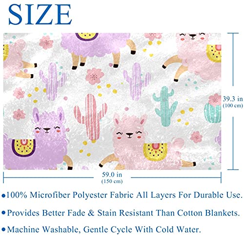Couverture douce anti-froid lit et canapé motif alpaga pastel 150cm - 6