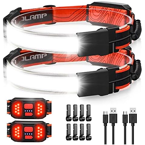 Spriak LED Headlamp Flashlight, 1000lumens 230° Broadbeam Headlight, USB Rechargeable Head Lamp with Red Taillight, Lightweight Waterproof Headlamps for Camping Running Hiking, Hard Hat Headlamp Cover