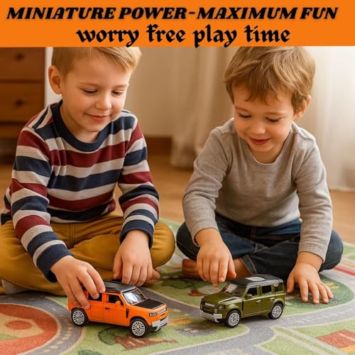 Image of GRAPHENE 1:36 Scale Diecast Metal Pull-Back Action Defender Toy Car Alloy Body Openable Doors Bonnet Boot Realistic Vehicle Toy for Boy Kids 2+yrs 2 3 4 5 6 7 8 Years Off Road (Pack of 1)