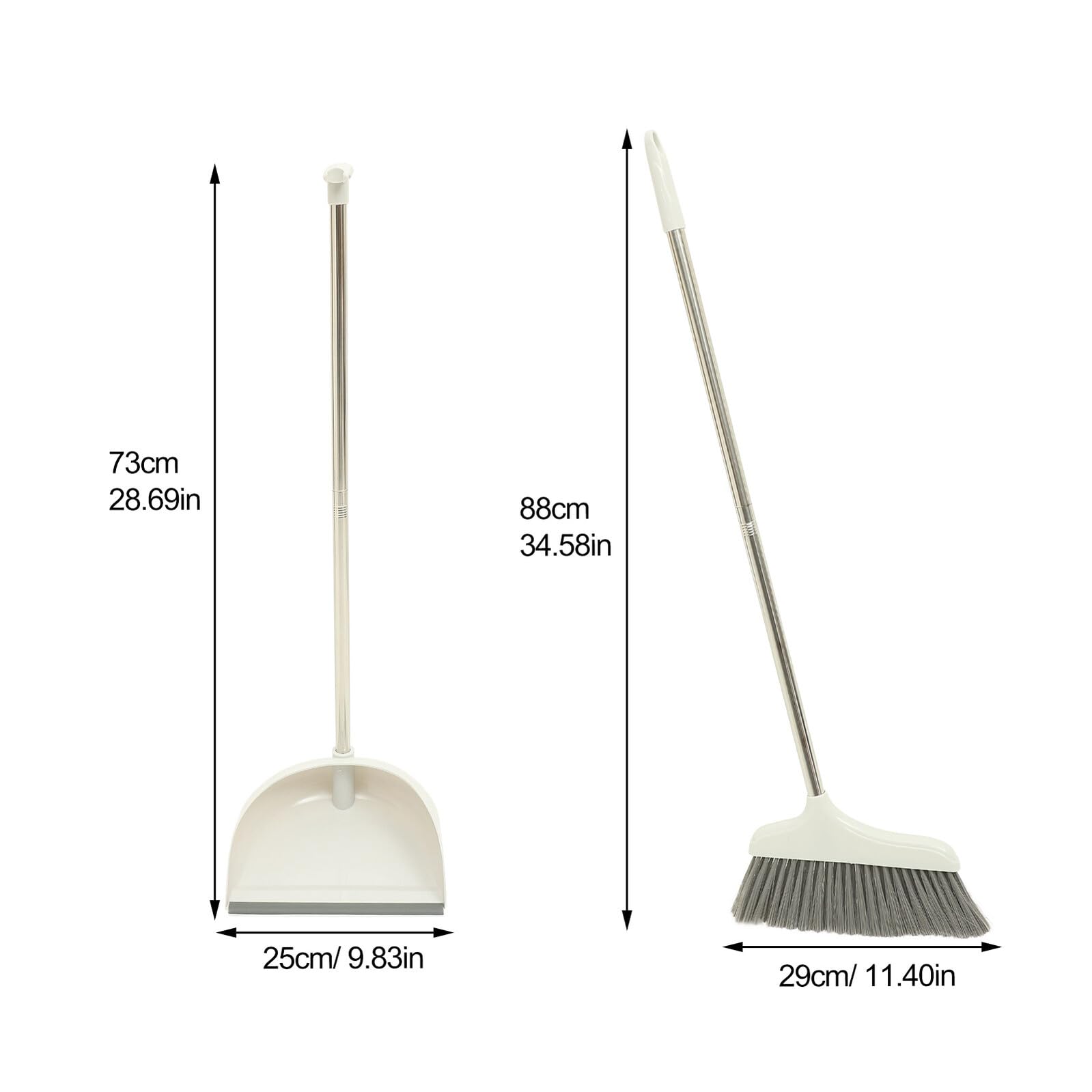 TOYANDONA Set Scopa e Paletta Kit Completo Facile da Usare Manico in Plastico e Metallo per Pulizia Casa e Bagno, per Pavimenti e Cortile