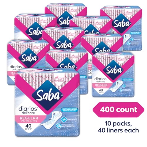 Image of SABA Diarios Regular Delicate Pantiliners, Unscented, Breathable & Comfortable for Everyday Freshness, 10-Pack of 40 Pads (400 Count)