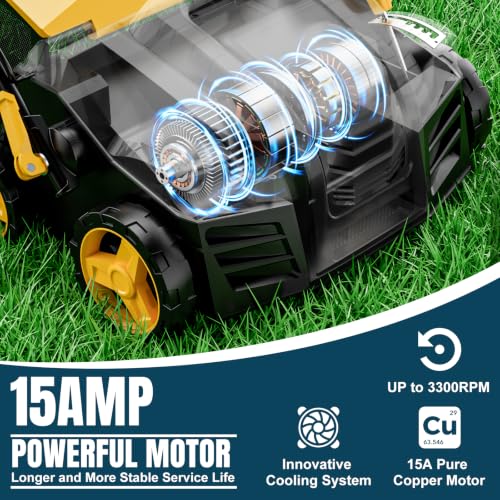 Image of EVEAGE 16 Inch 2-in-1 Electric Dethatcher and Scarifier 5-Position Depth Adjustment,Lawn Dethatcher with 15 Amp Copper Motor, Removeable 14.5-Gal Collection Large Capacity Bag