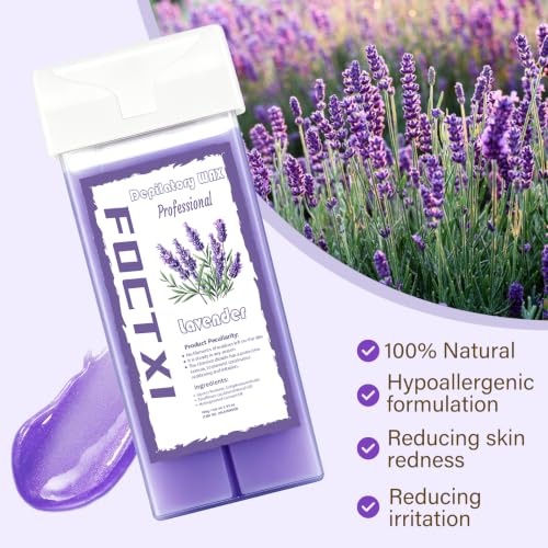 Image of Wax Roller Kit Wax Cartridge, Roll On Wax for Hair Removal, Roll on Wax, 4 Lavender Hair Removal Wax Cartridge and 10 Pack Cleaning Oil Wipes for Women