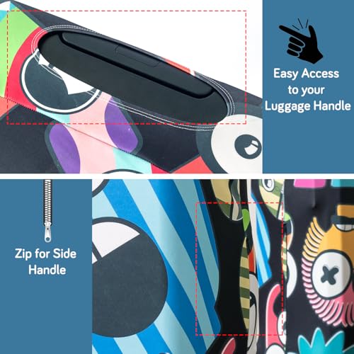 Image of HOKIPO Suitcase Covers for Trolley Suitcase, 220gsm Durable and Washable, Large (26-27inch) - Funny Monsters (AR-6345-D9)