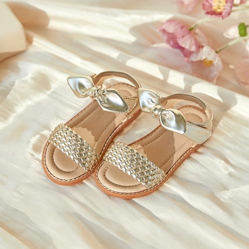 Image of Flaryzone Girls Sandals Open Toe Summer Flats Dress Sandals Shoes Toddler /Little Kid