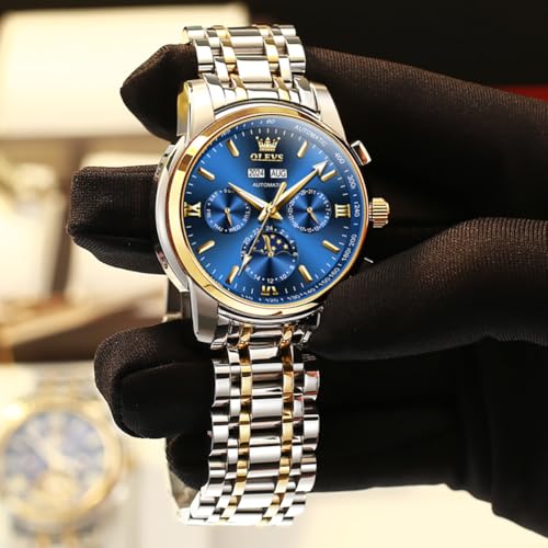 Image of OLEVS Men's Watches Brown Leather with Date,Casual Watches for Men,Large Face Watches Men,Chronograph Mens Watch,Sport Waterproof Business Dress Analog Quartz Men's Wrist Watches Reloj De Hombre