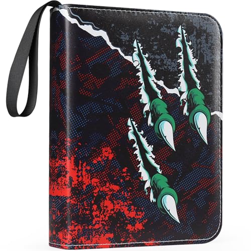 VEELAM 4 Pocket Card Binder, 3-Ring Trading Card Binder with Zipper for 400 Cards Collection