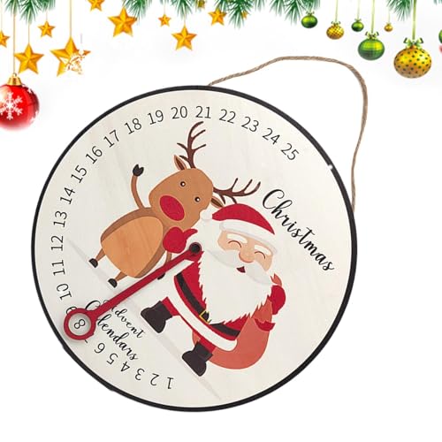 Calendrier de compte à rebours mural de Noël | Panneau mural en bois | Horloge de compte à rebours saisonnière pour décoration de ferme, salon, chambre à...