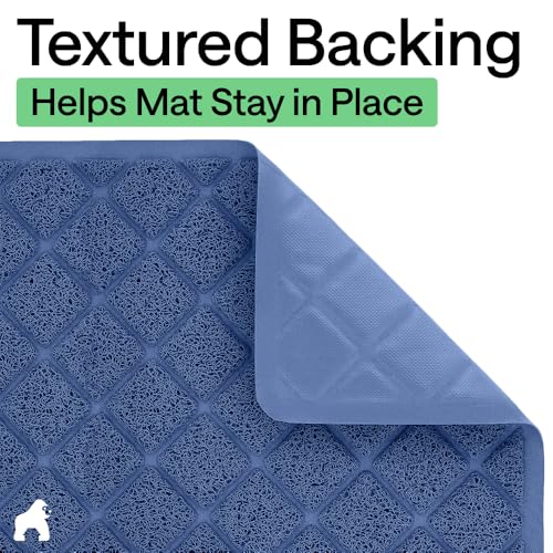 Image of Gorilla Grip Durable Cat Litter Mat (24x17), No Phthalate, Water Resistant, Traps Litter from Box and Cats, Scatter Control, Soft on Kitty Paws, Easy Clean Cat Mat (Navy Blue)