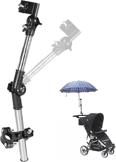 Agatige 360 ° Verstellbarer Schirmhalter, Faltbarer Universal Regenschirm Halterung für Buggy Kinderwagen Fahrrad Rollstühle